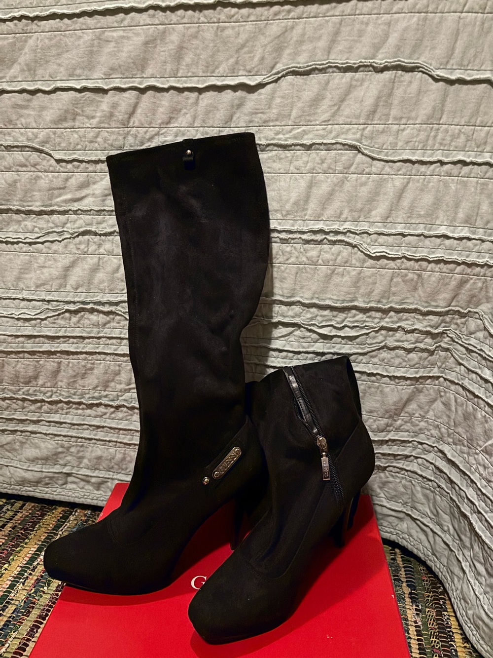 Guess Gorrell black faux suede boots